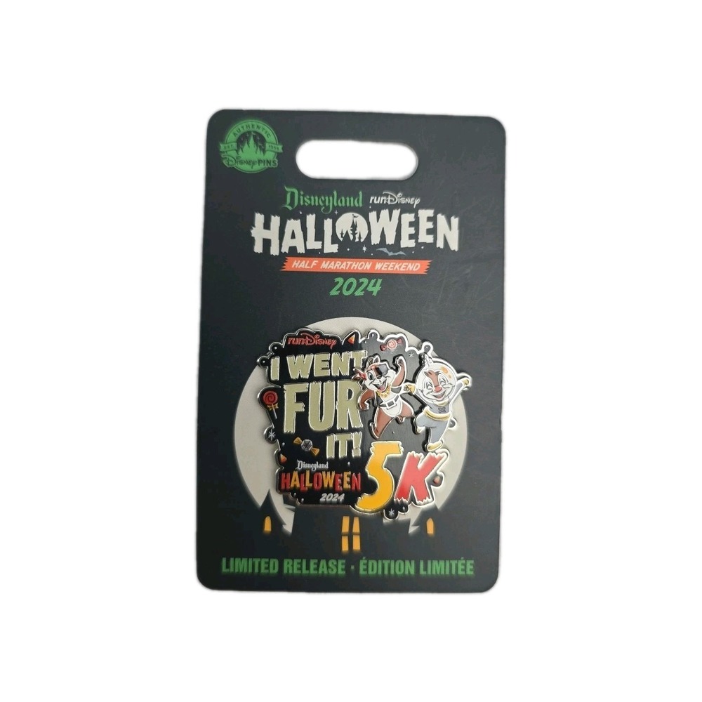 Disneyland RunDisney Pin HALLOWEEN 5K Chip & Dale I WENT FUR IT 2024 Limited New